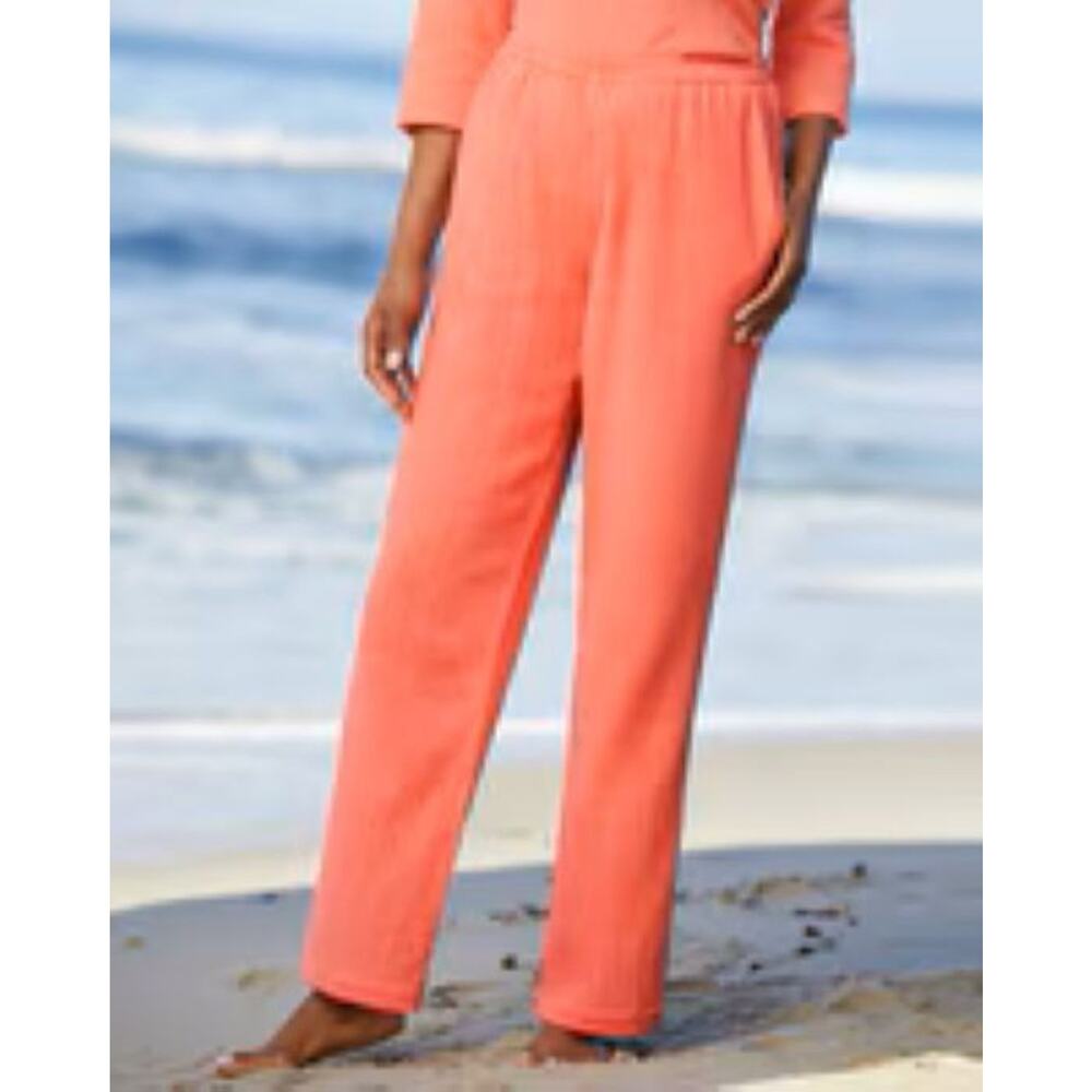 Draper's & Damon's Easy Breezy Pants Sz 2X Pull-On Elastic Waist Crinkle Gauze